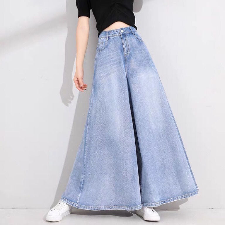 Jeansrock mit weitem Bein für Damen