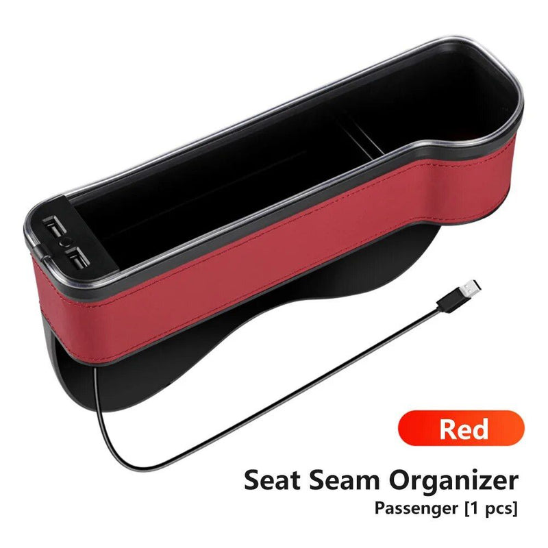 led car seat gap organizer with dual usb, view 2 - MRSLM