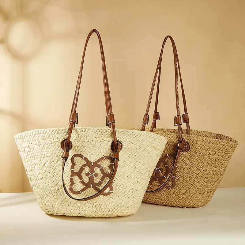 striped straw beach bag, view 4 - MRSLM