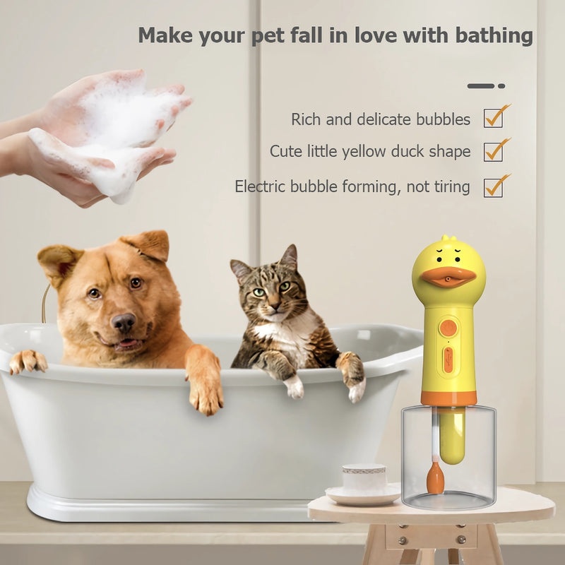 Yellow duck foam soap dispenser for pets, view 3 - MRSLM