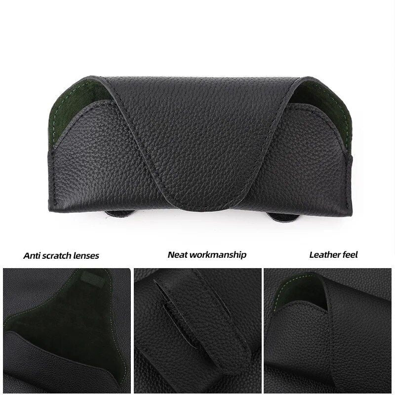 Suporte universal para óculos de carro em couro para quebra-sol