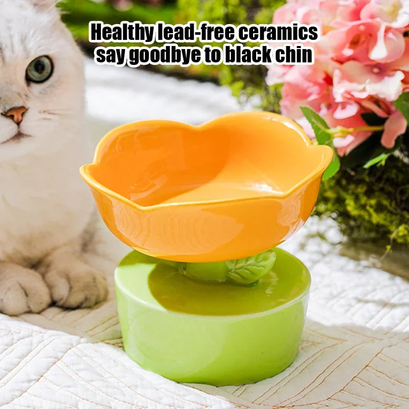 flower-shaped ceramic pet bowl, view 7 - MRSLM