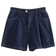 dark denim high waist loose shorts, view 6 - MRSLM
