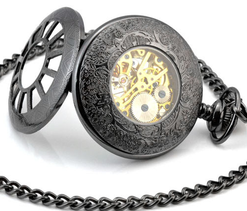 Windmill Twelve-hole Hollow Luminous Flip Retro Mechanical Pocket Watch