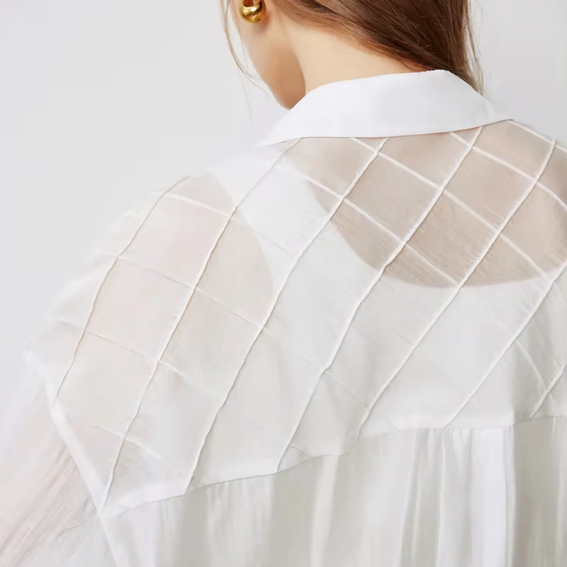 long sleeve silky blouse, view 8 - MRSLM