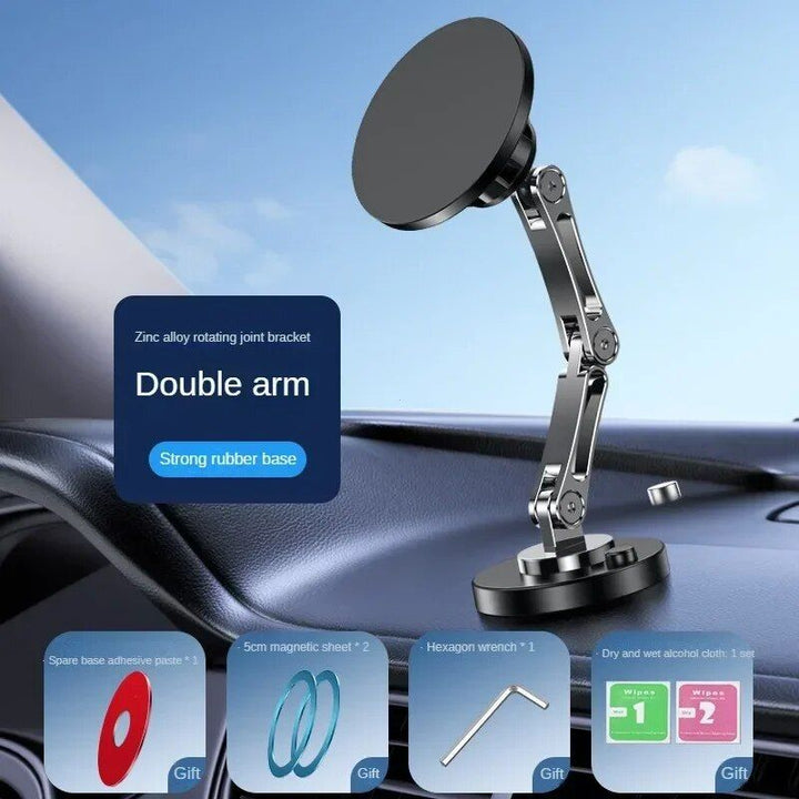 Magnetic 360° Rotating Car Phone Holder for iPhone 12, 13 & 14 with Foldable Stand