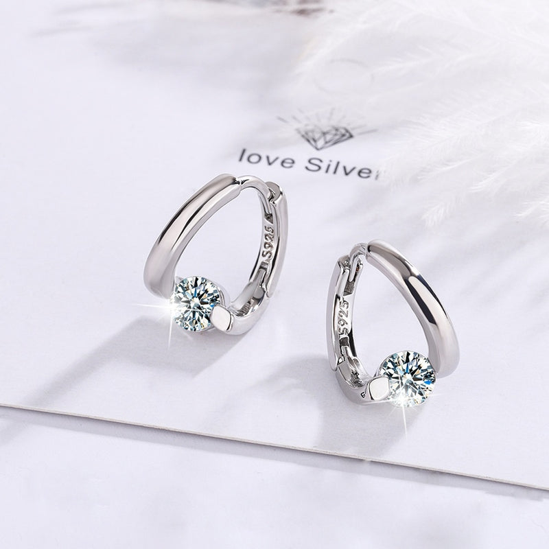 925 sterling silver crystal hoop earrings, view 3 - MRSLM