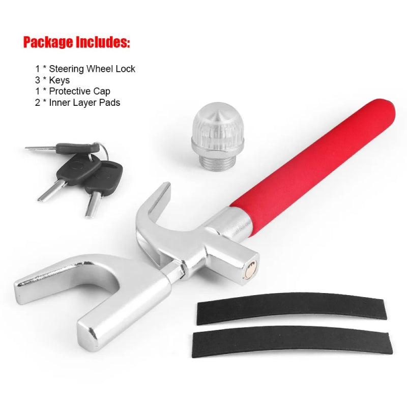 adjustable steering wheel lock with emergency hammer, view 4 - MRSLM