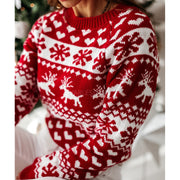 Women's Christmas elk and snowflake jacquard sweater, view 8 - MRSLM