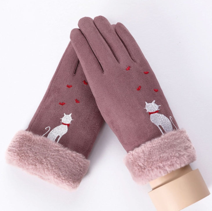 Women's plush-lined suede touchscreen gloves, view 20 - MRSLM