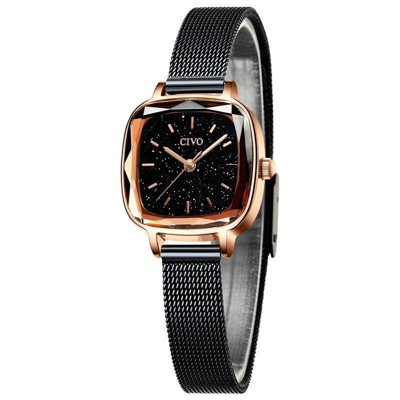 square ladies mesh band watch, view 9 - MRSLM