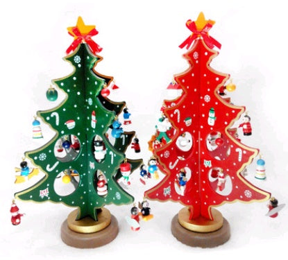 Hand-painted wooden tabletop Christmas tree - MRSLM