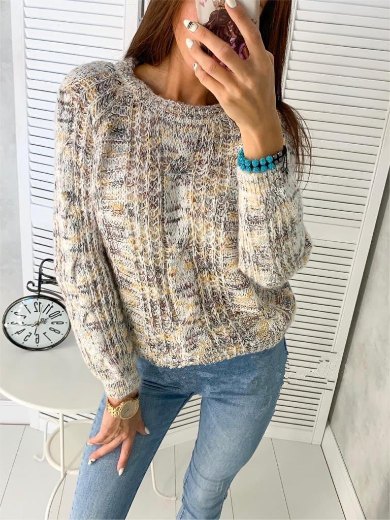 loose round neck pullover sweater, view 2 - MRSLM