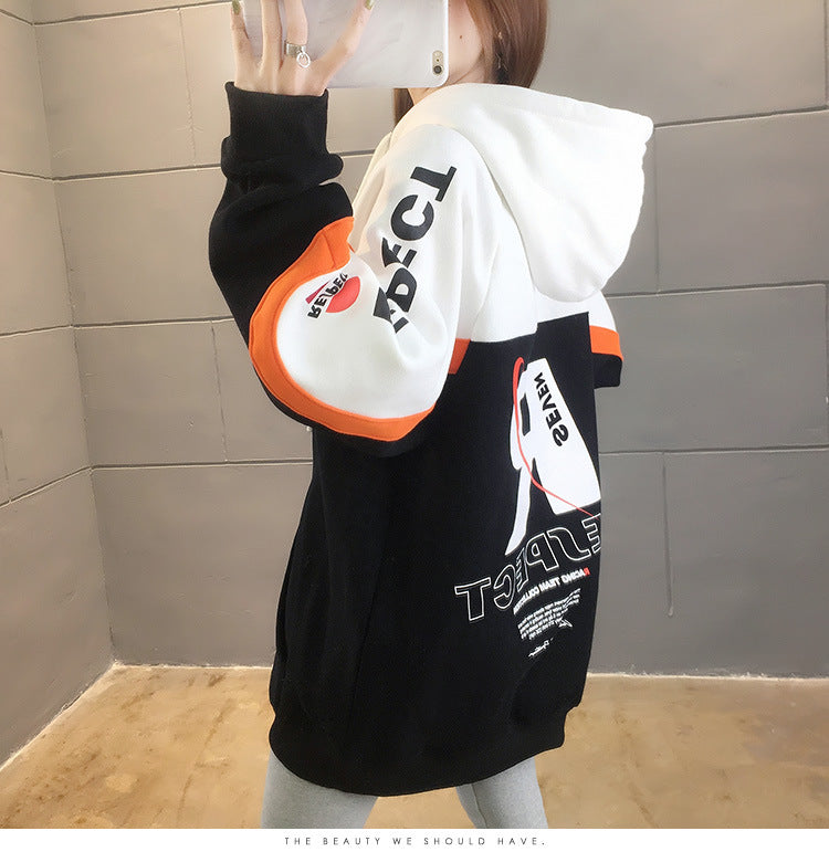 Hooded Coat Girl Loose Thick Lazy Style Sweatshirt