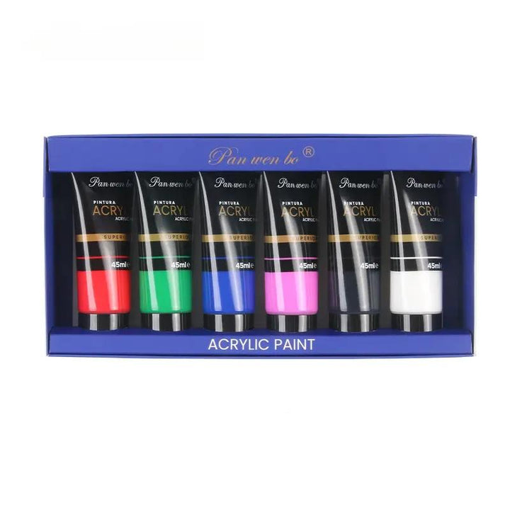 6-Color Acrylic Paint Set – Metallic &amp; Fluorescent, 45ML Bottled Paint for DIY Art &amp; Graffiti