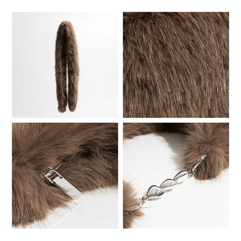 Schicke, flauschige Halbmond-Schultertasche aus Kunstpelz