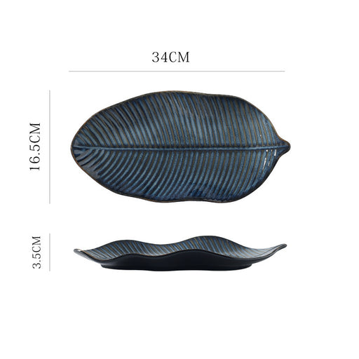 Japanese leaf-shaped ceramic plate, view 7 - MRSLM
