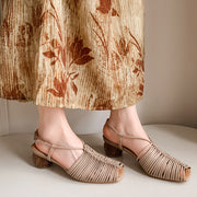 high heel leather-lined sandals, view 9 - MRSLM