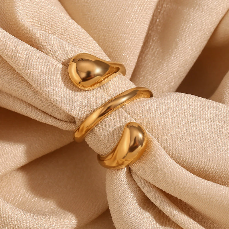 Doppellagiger Spiralring in Schlangenform, 18 Karat vergoldet