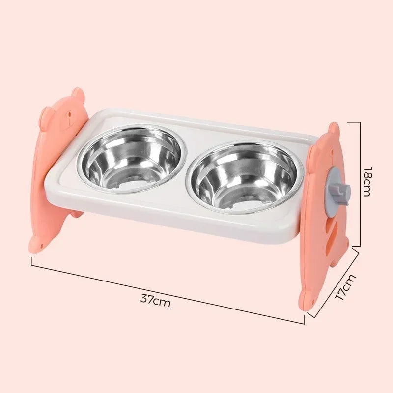 adjustable double bowl pet feeder, view 4 - MRSLM