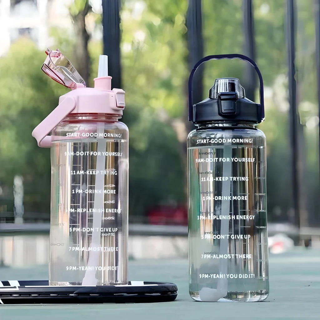 2L Motivational Straw Water Bottle for Hydration