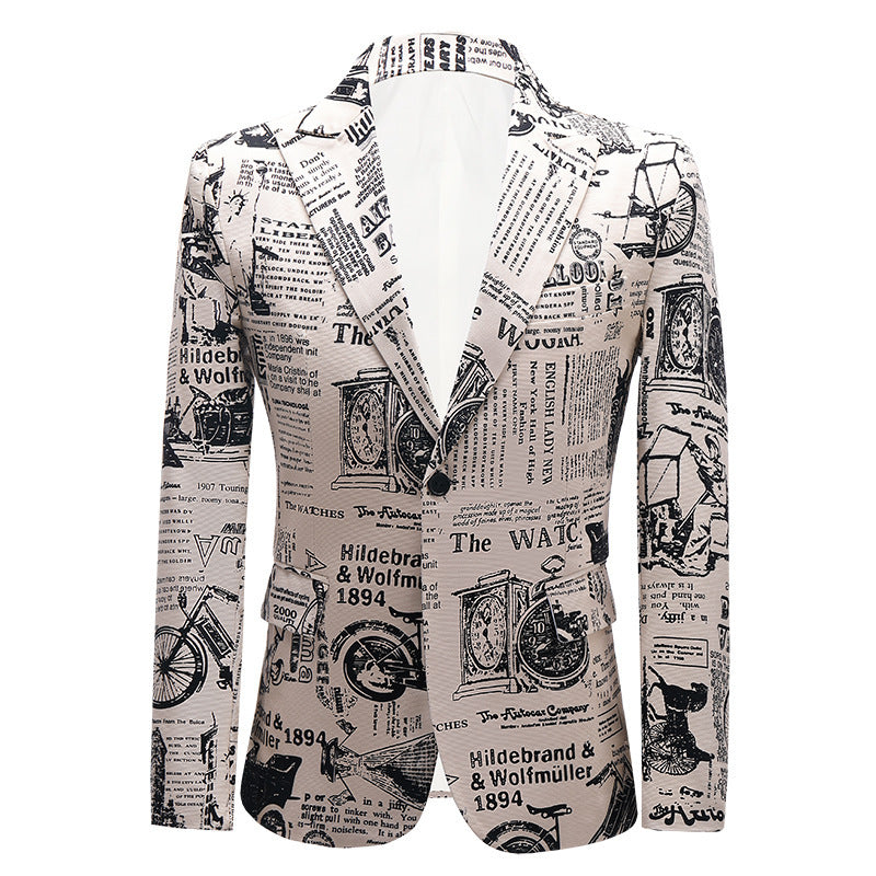men's newspaper print blazer, view 5 - MRSLM