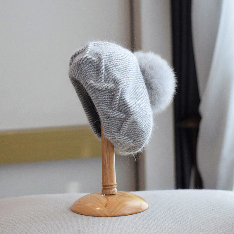 Warm rabbit fur beret - MRSLM