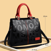 large soft leather tote with embossed lettering, view 5 - MRSLM