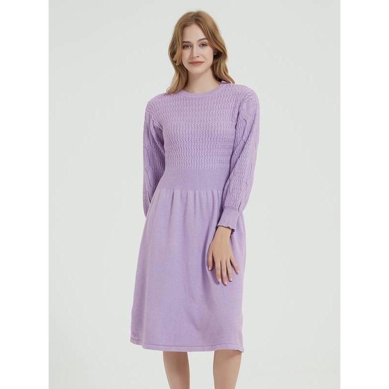 Vestido de malha elegante de manga comprida