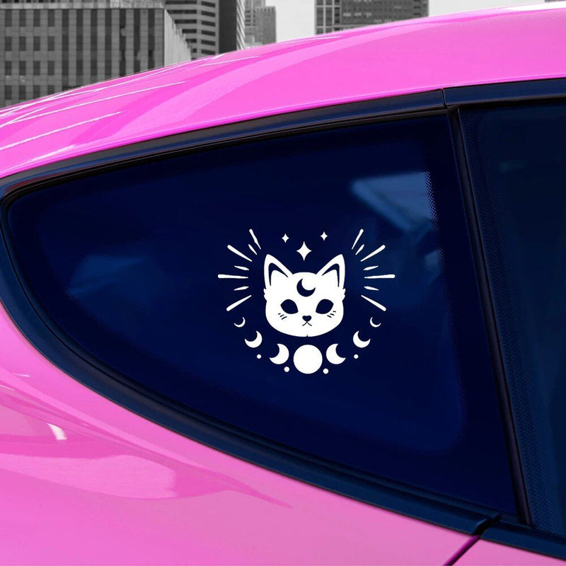 cat moon phase car sticker, view 3 - MRSLM