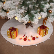 White plush faux fur Christmas tree skirt, view 4 - MRSLM