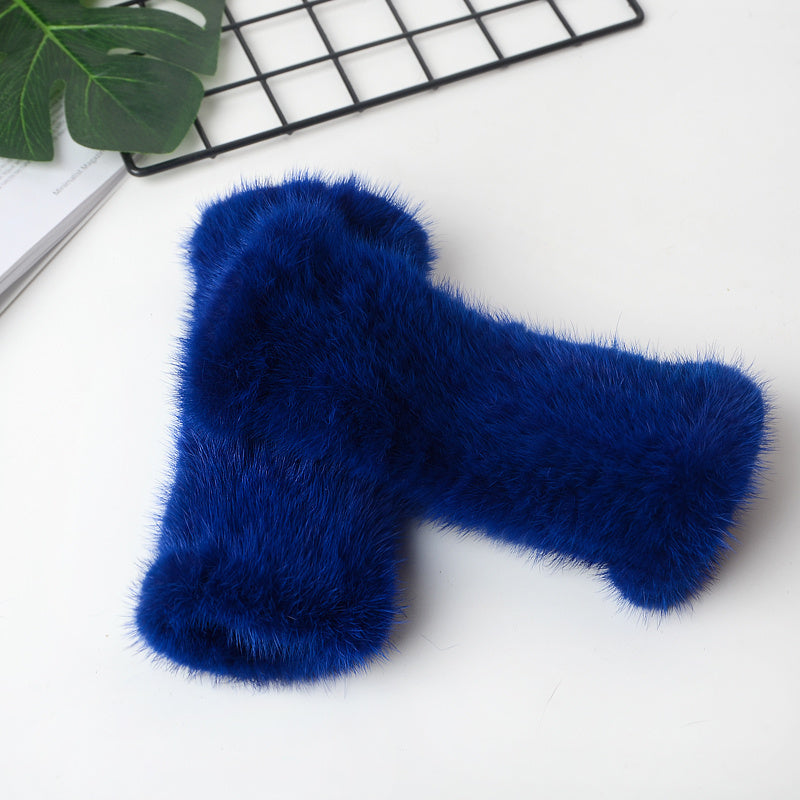 Comfortable winter fur half finger gloves, view 14 - MRSLM