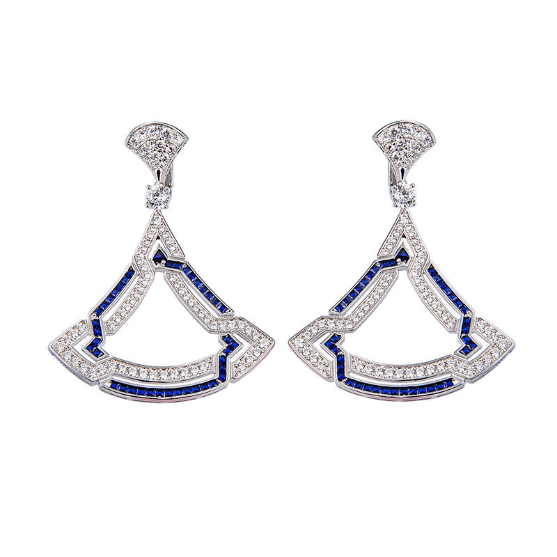 Women's Triangle Micro-set Zircon Necklace Earring Set