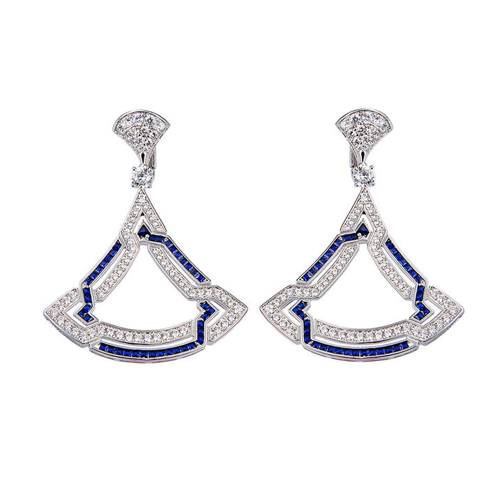 Women's Triangle Micro-set Zircon Necklace Earring Set