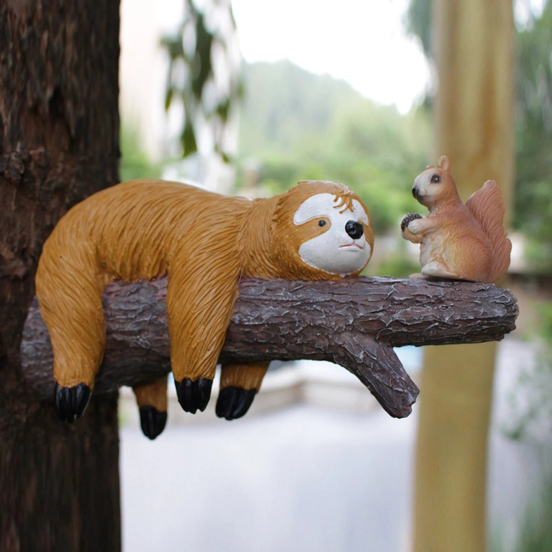 sloth and squirrel resin ornament set - MRSLM