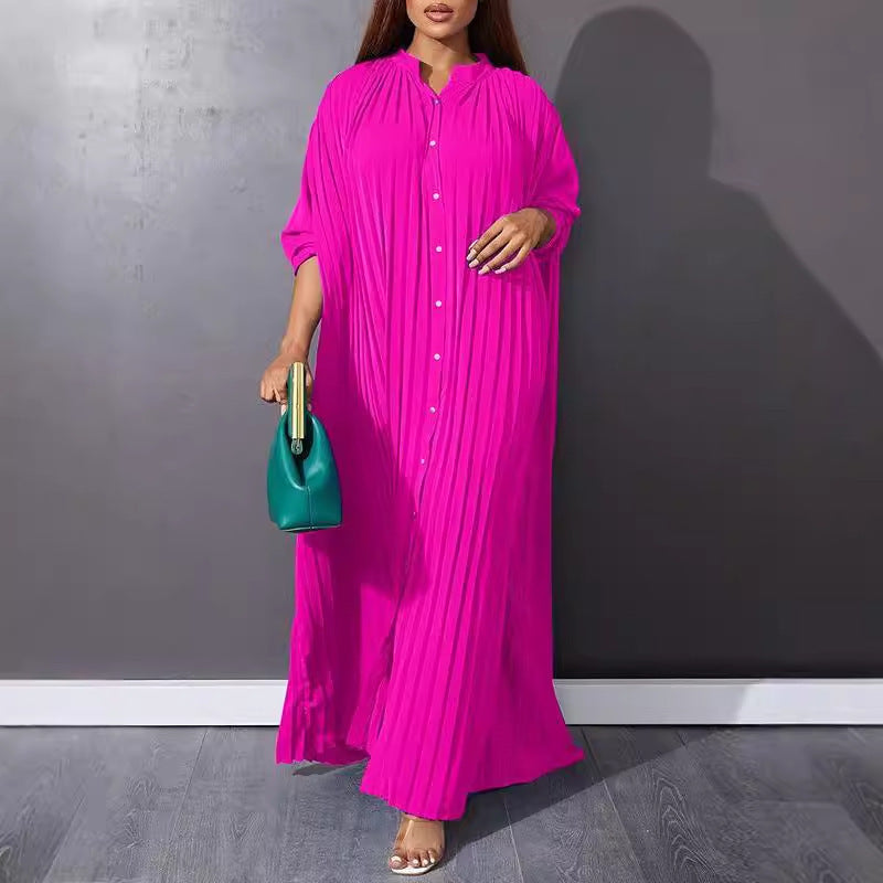 loose single-breasted pleated cardigan dress, view 2 - MRSLM
