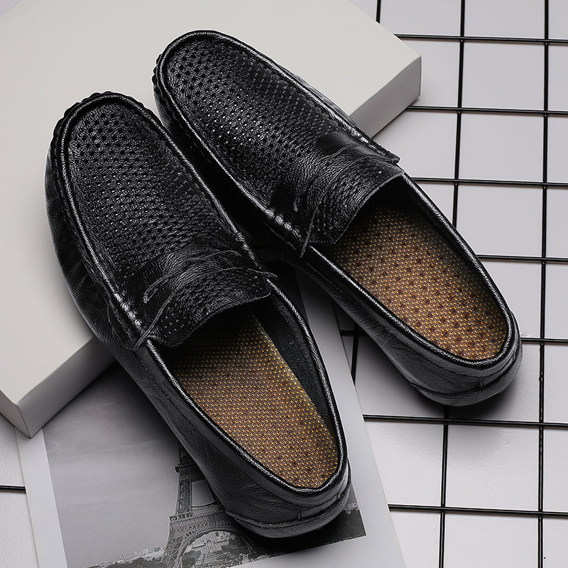 Leather Hollowed-out Beanie Shoes