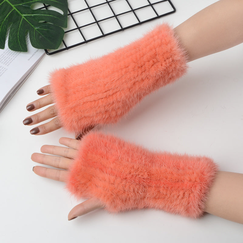 Comfortable winter fur half finger gloves, view 13 - MRSLM