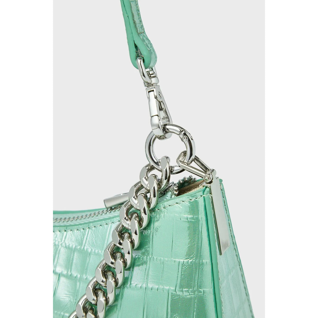Luxe Alligator Pattern Leather Shoulder Bag with Chain Detail
