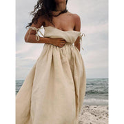 summer breeze cotton v-neck midi dress, view 10 - MRSLM