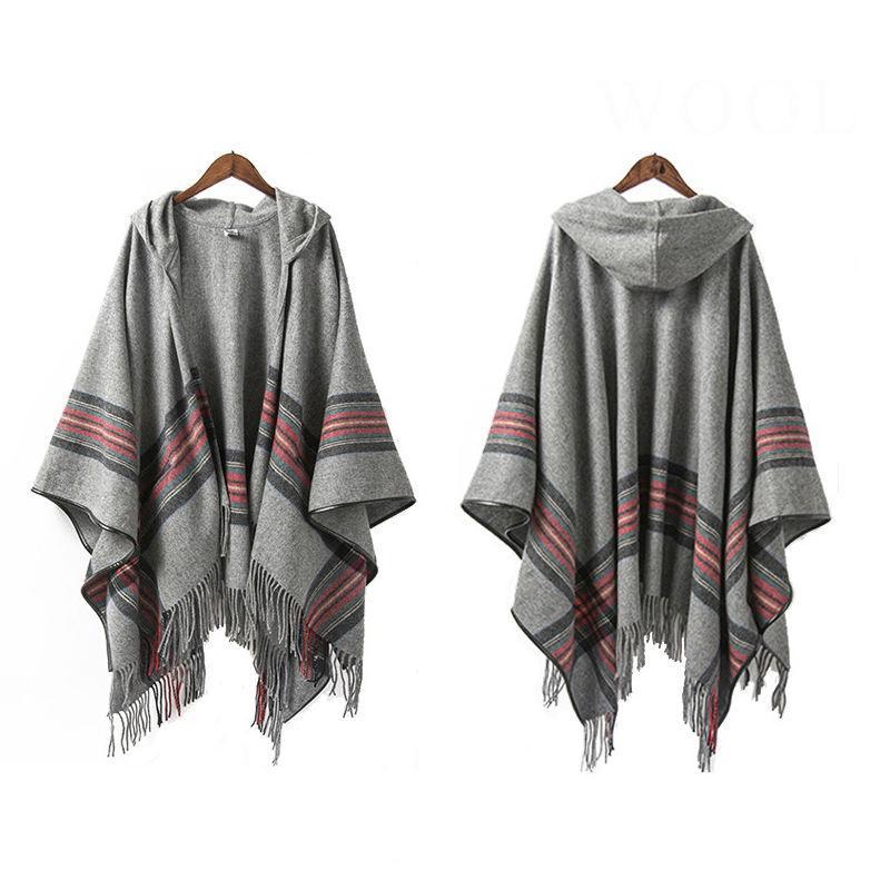 handmade wool maxi cloak with lace-up front, view 8 - MRSLM
