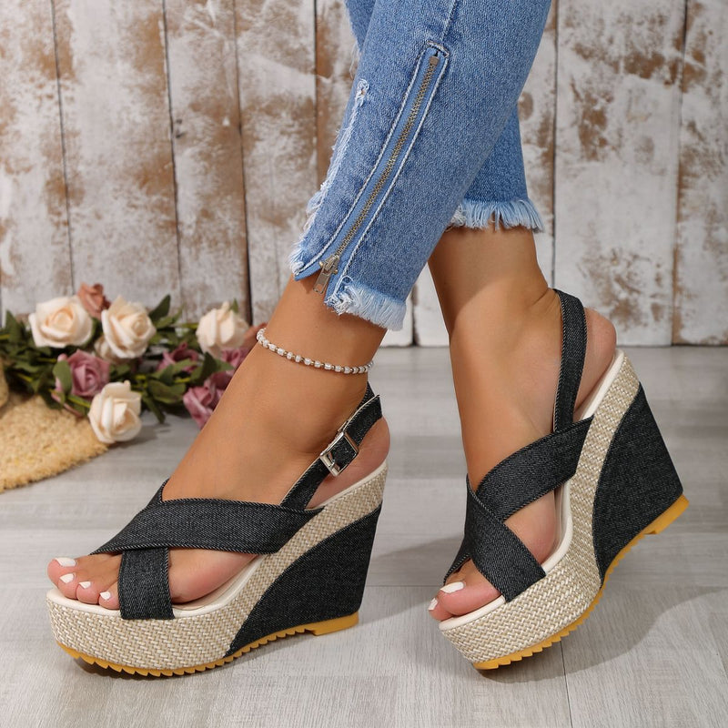 thick sole wedge heel sandals, view 7 - MRSLM
