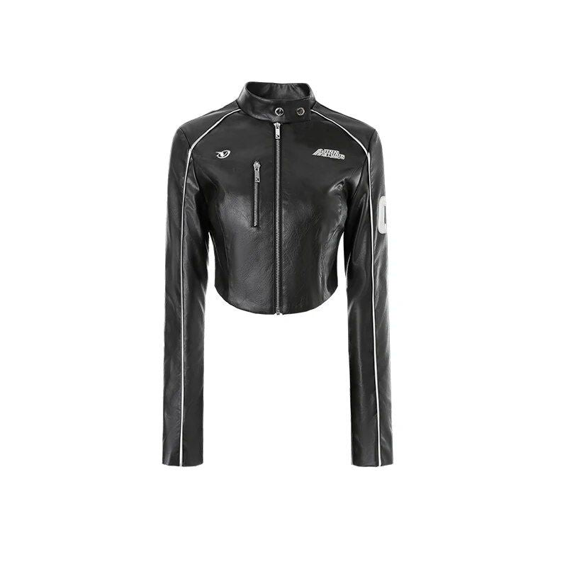 Leather Bomber Cropped Jacket