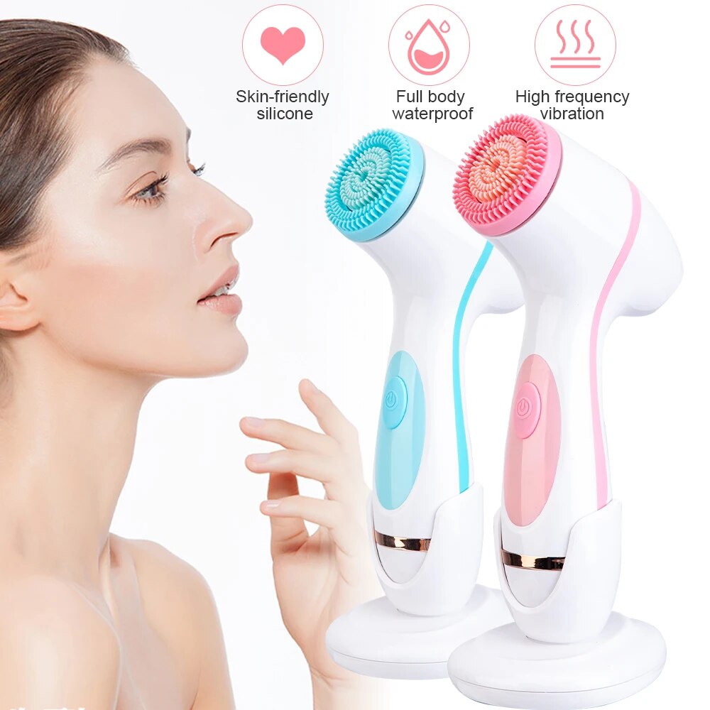 3-in-1 Sonic Rotating Facial Cleansing Brush: Waterproof, Rechargeable & Deep Cleaning Spa System