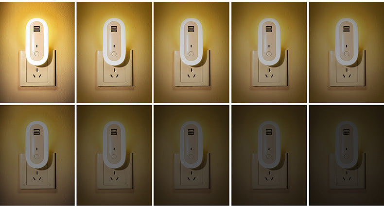 Ovale kleine Nachtlampe mit zwei USB-Ladeanschlüssen, Fernbedienung, Timer und Steckdosenanschluss