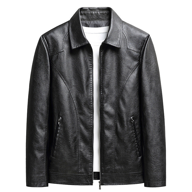 Men's thin faux leather jacket, view 10 - MRSLM