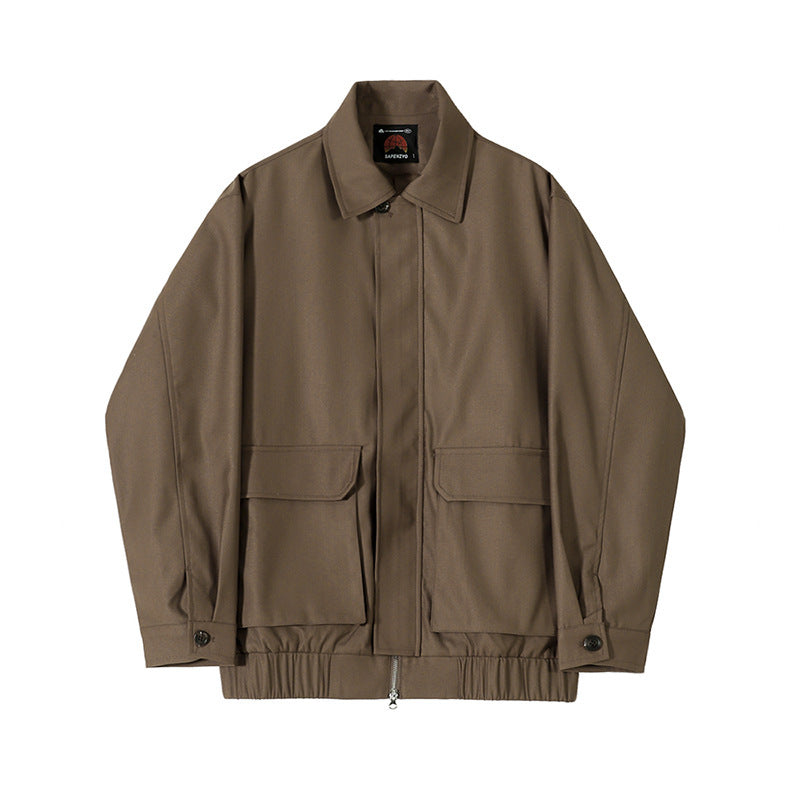 Men's loose retro polo collar jacket, view 9 - MRSLM
