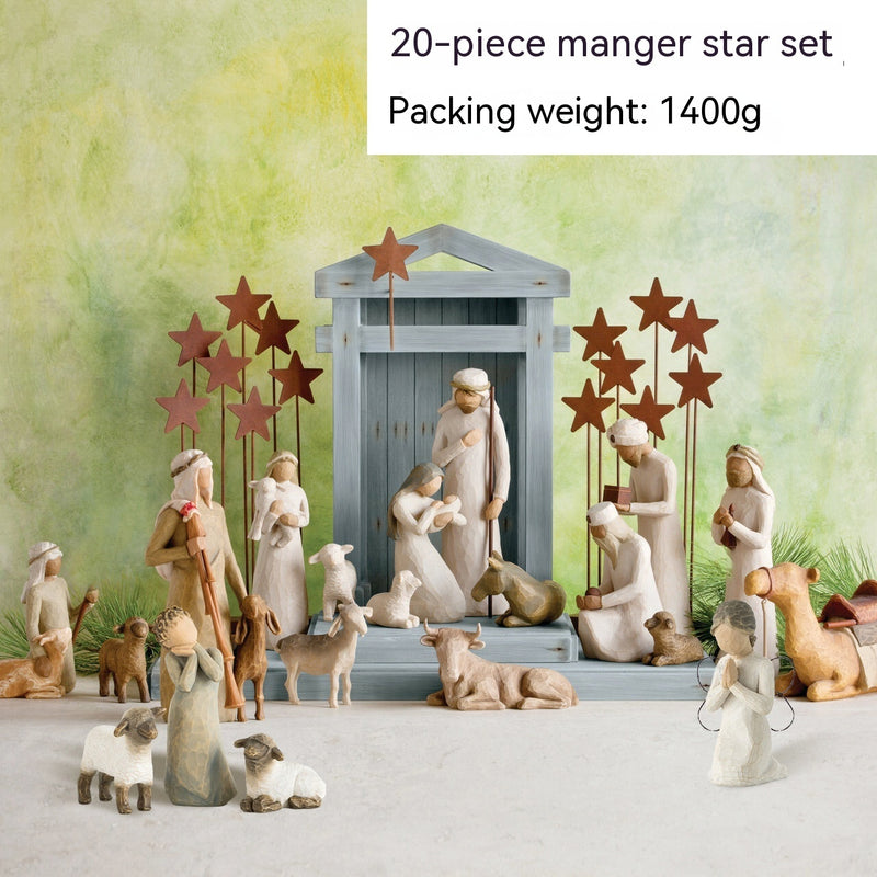 nativity manger set, view 6 - MRSLM