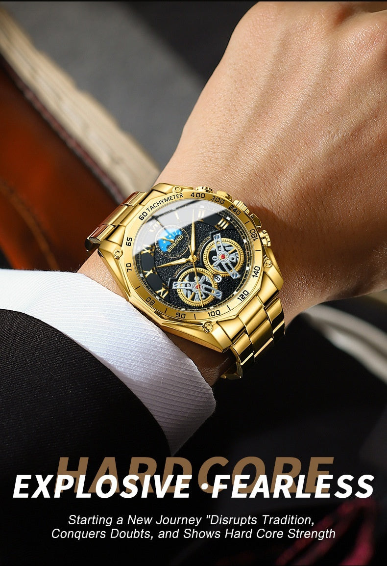 Men's hollow mechanical watch, multi-function, view 9 - MRSLM