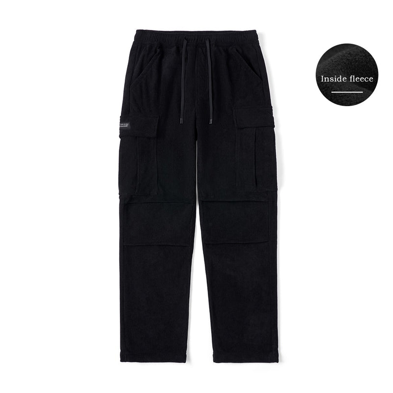 oversize fleece lined corduroy cargo pants, view 3 - MRSLM